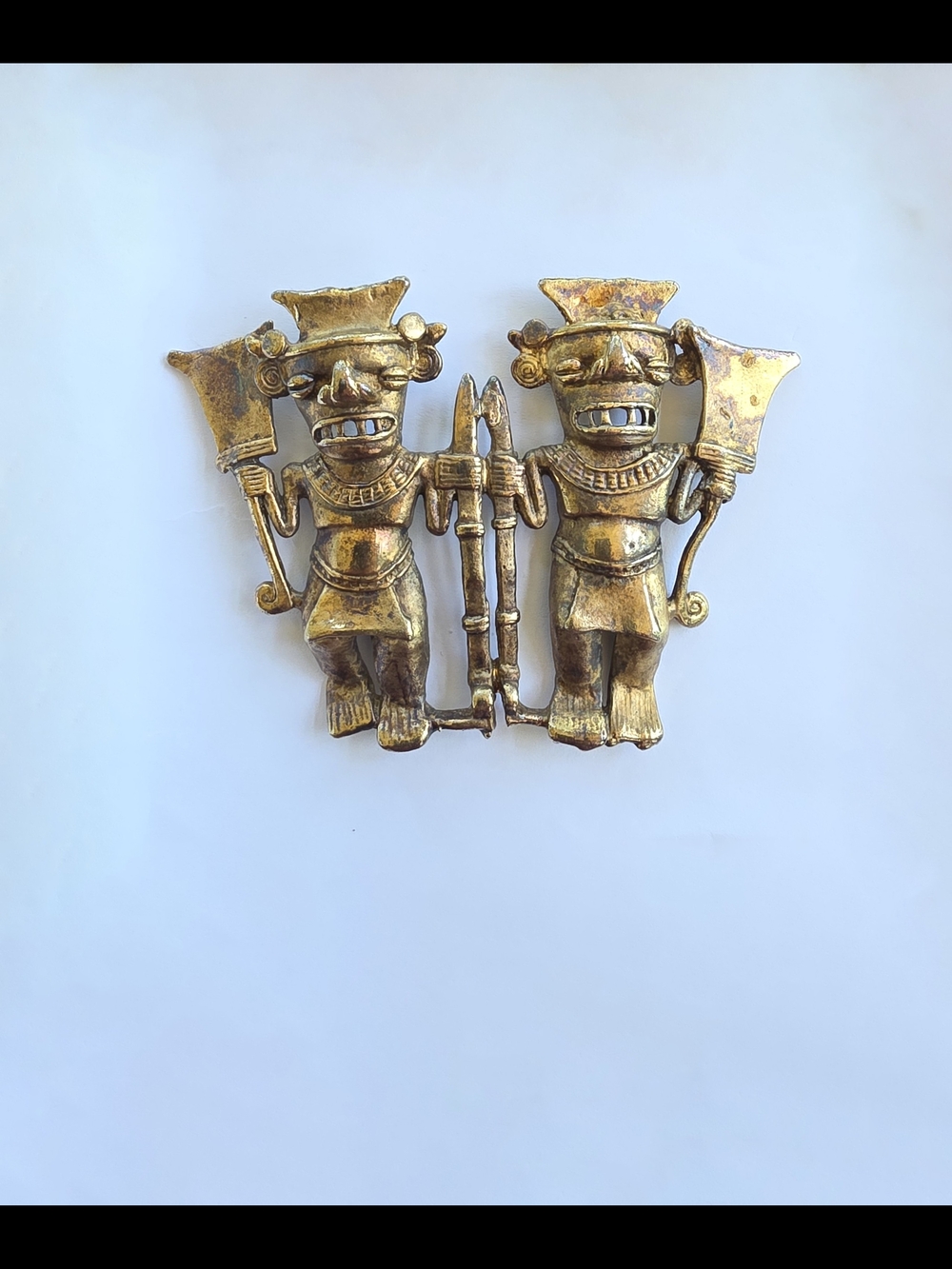 🔥Replica Brooch Featured At The Met NYC Gold Plated Double Bat Head Warrior